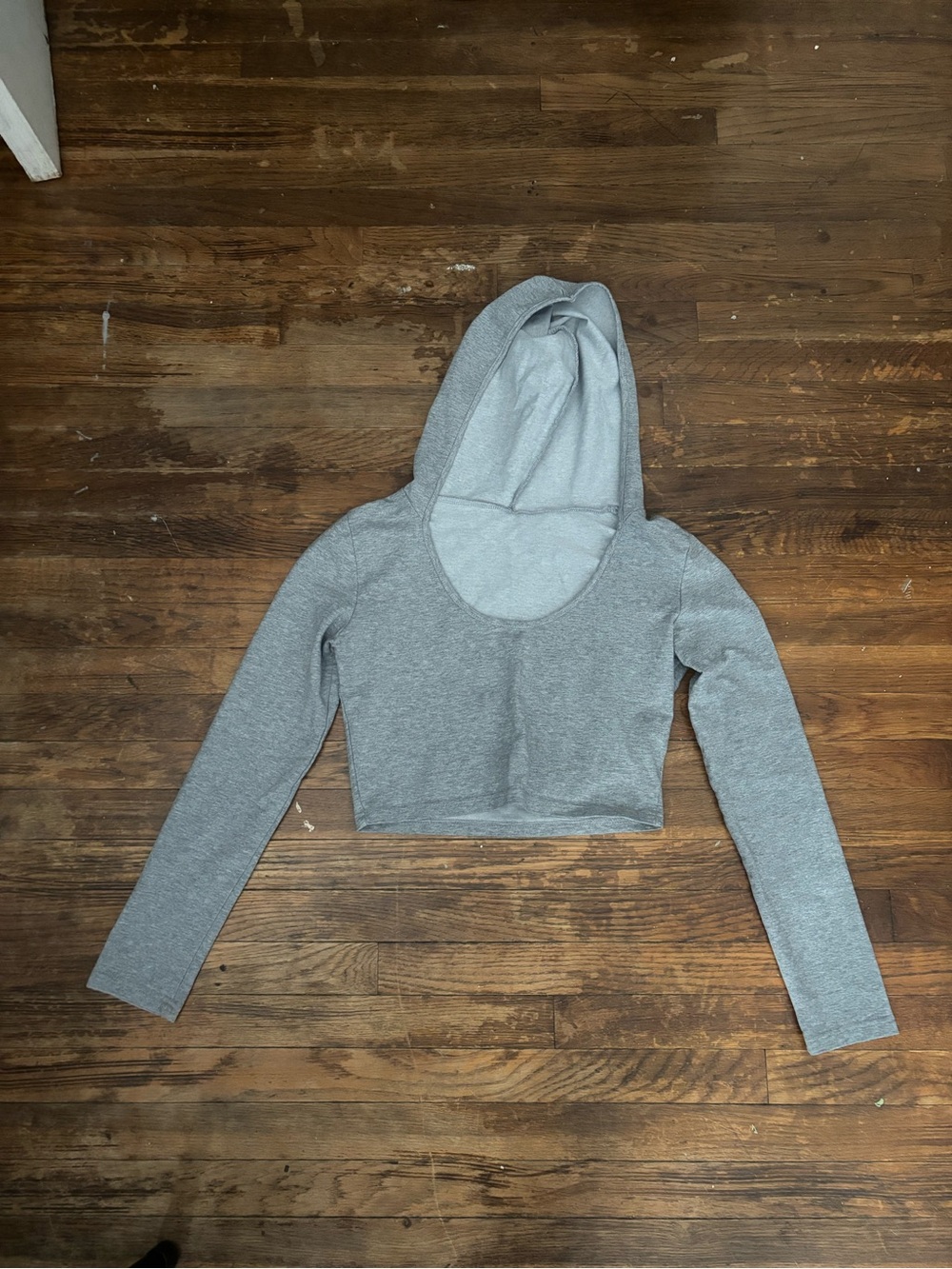 cropped long sleeve top with hood